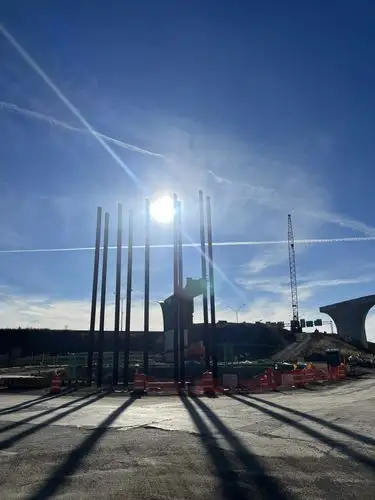 Bright sun, bold shadows, new structures taking shape.